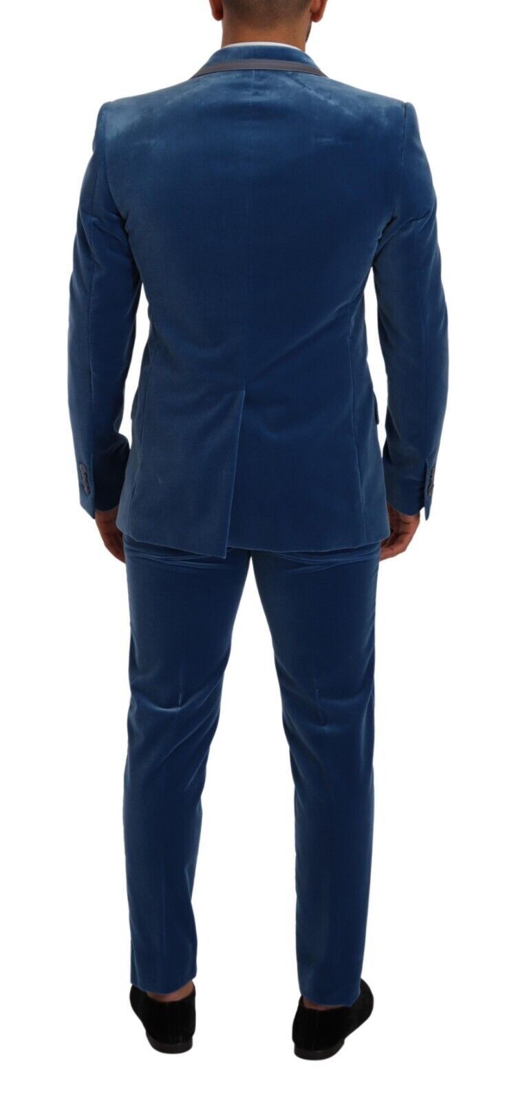 Blue SICILIA Velvet Slim Fit 2 Piece Suit - ventzia