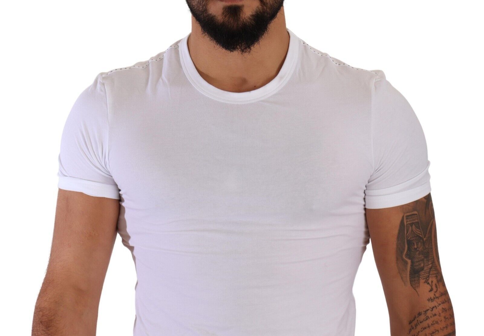 White Round Neck Cotton Stretch T-shirt Underwear - ventzia