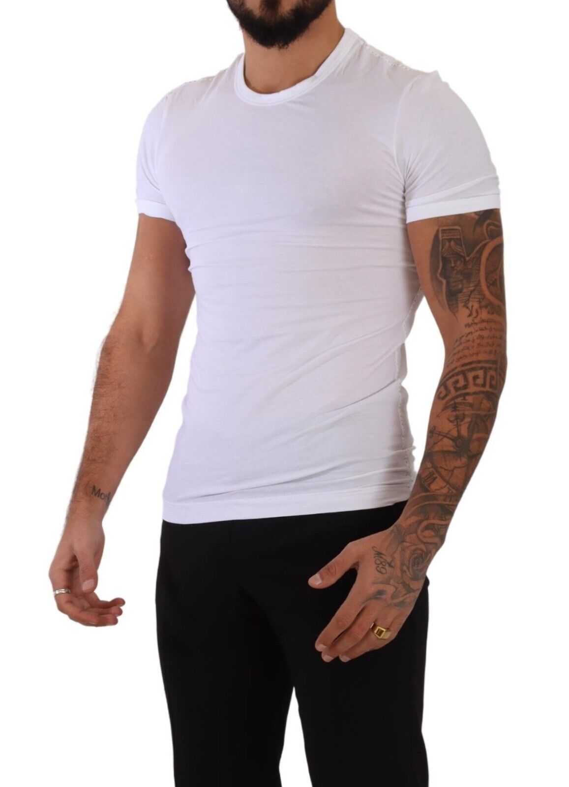 White Round Neck Cotton Stretch T-shirt Underwear - ventzia