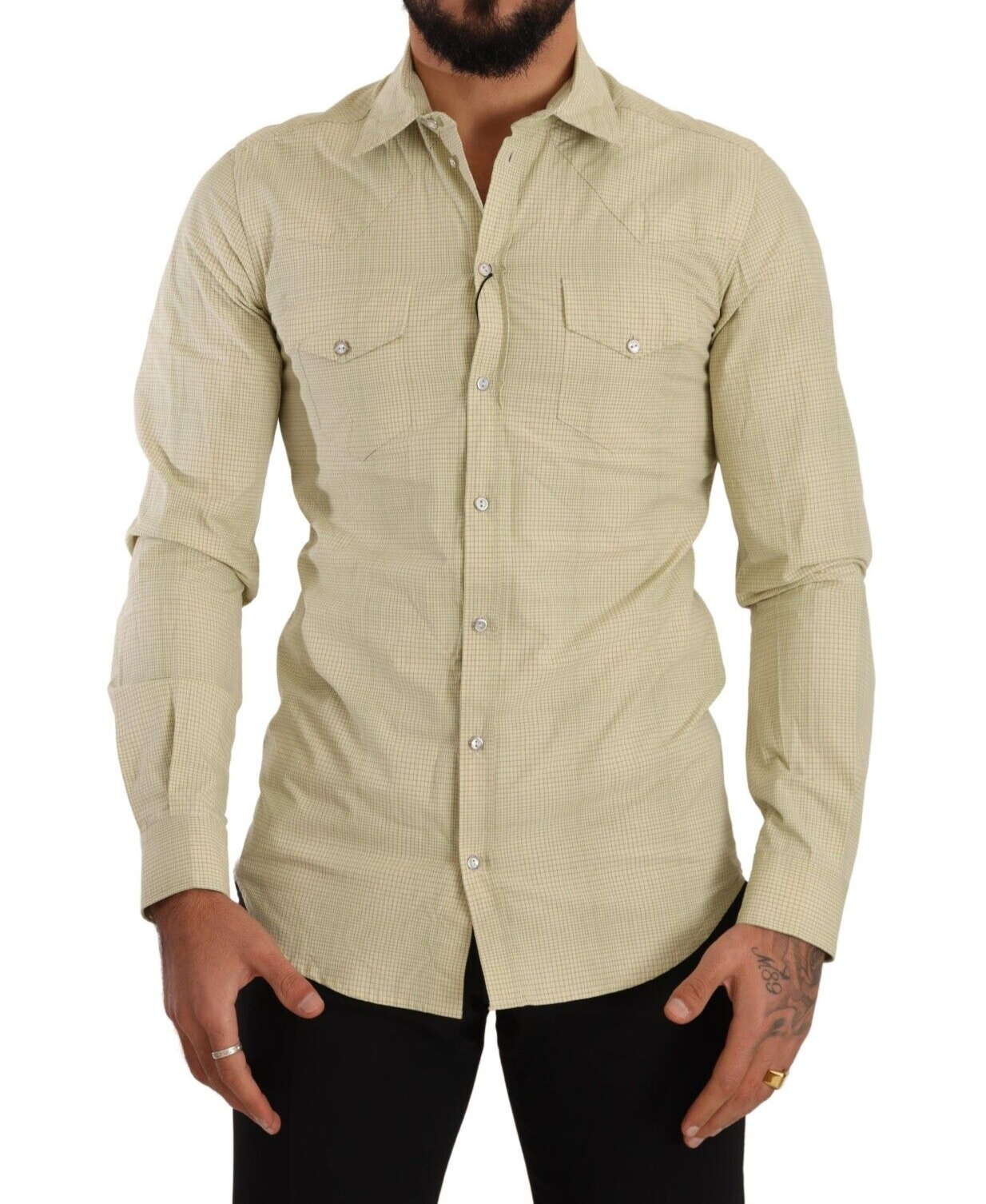 Yellow SICILIA Cotton Casual Slim Fit Shirt - ventzia