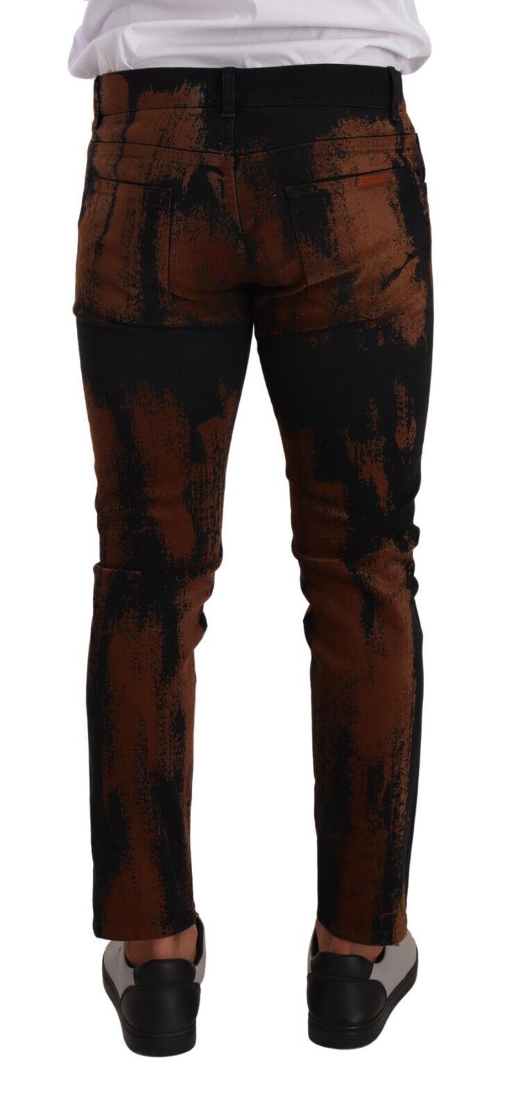 Black Brown Tie Dye Cotton Skinny Denim Jeans - ventzia