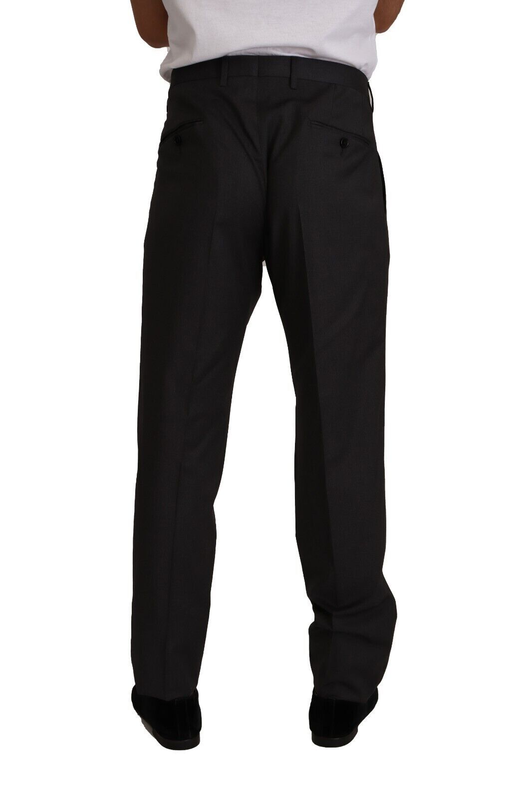 Gray Wool Formal Tuxedo Trouser Dress Pants - ventzia