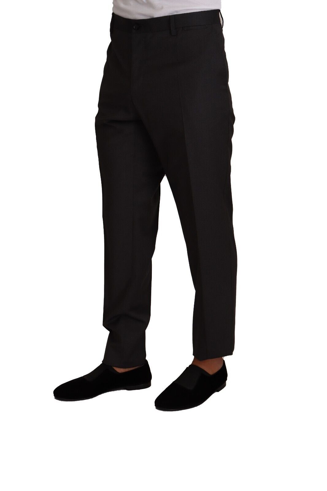 Gray Wool Formal Tuxedo Trouser Dress Pants - ventzia