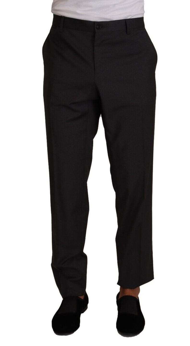 Gray Wool Formal Tuxedo Trouser Dress Pants - ventzia