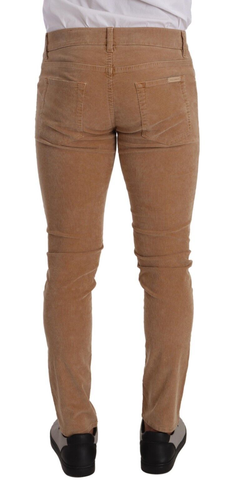 Brown Corduroy Cotton Skinny Slim Fit Jeans - ventzia