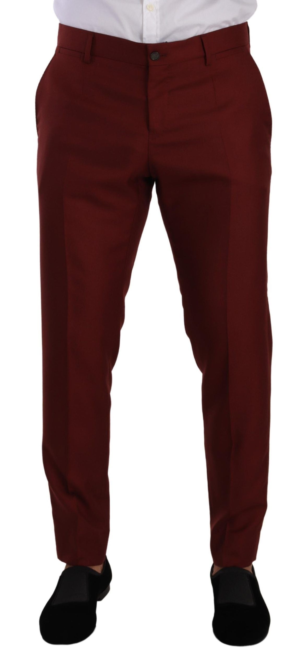 Red Cashmere Silk Dress Men Trouser Pants - ventzia