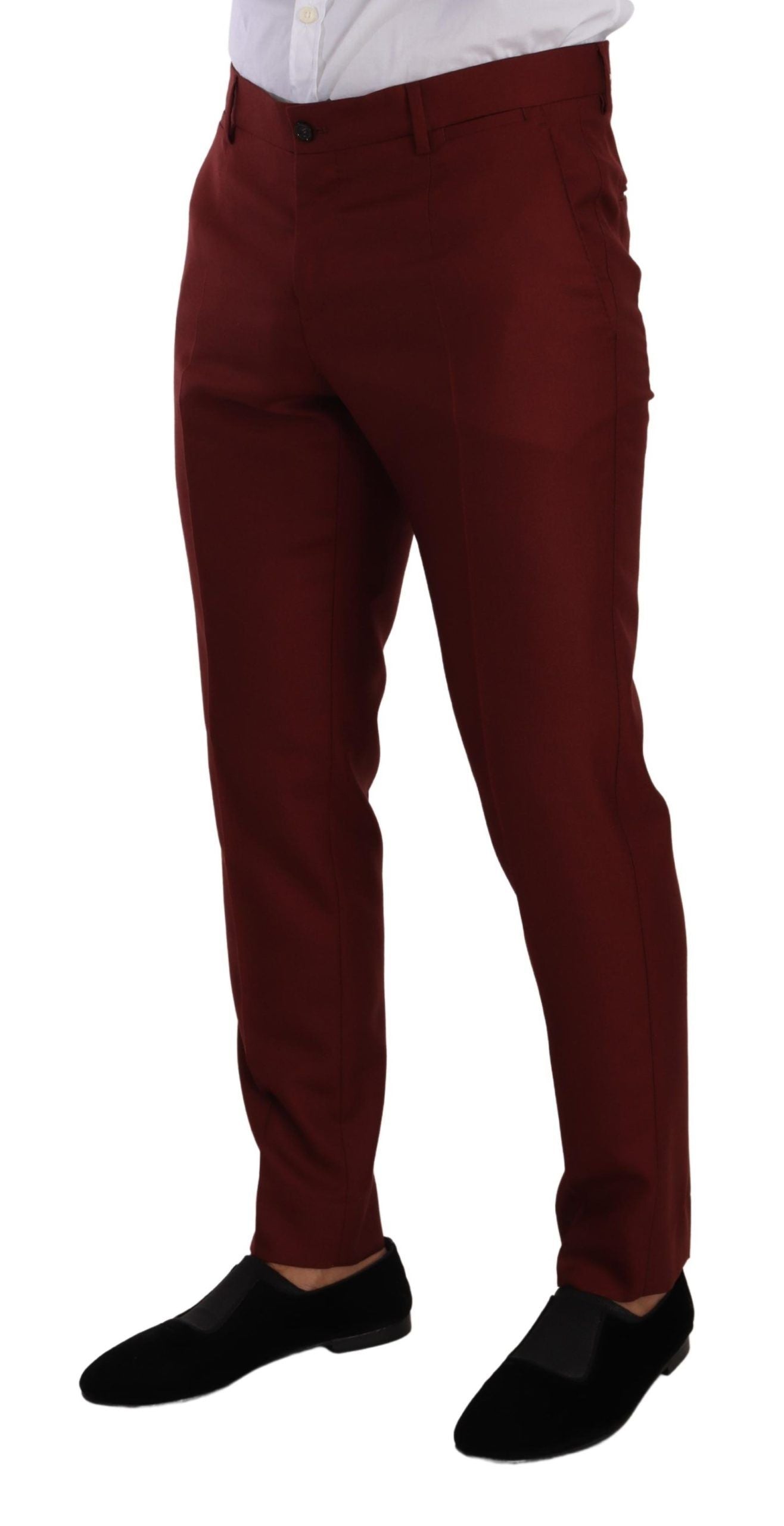Red Cashmere Silk Dress Men Trouser Pants - ventzia