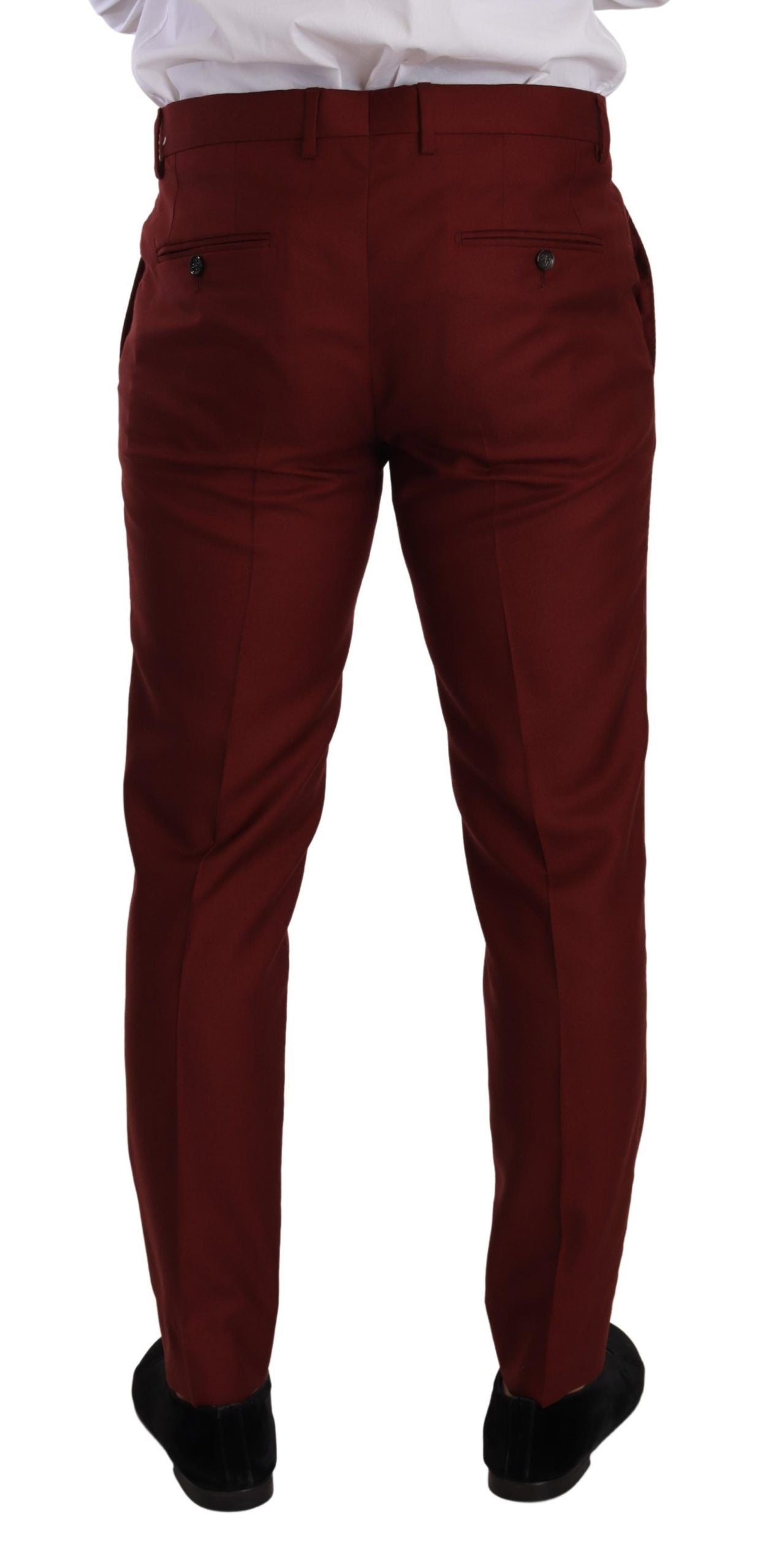 Red Cashmere Silk Dress Men Trouser Pants - ventzia