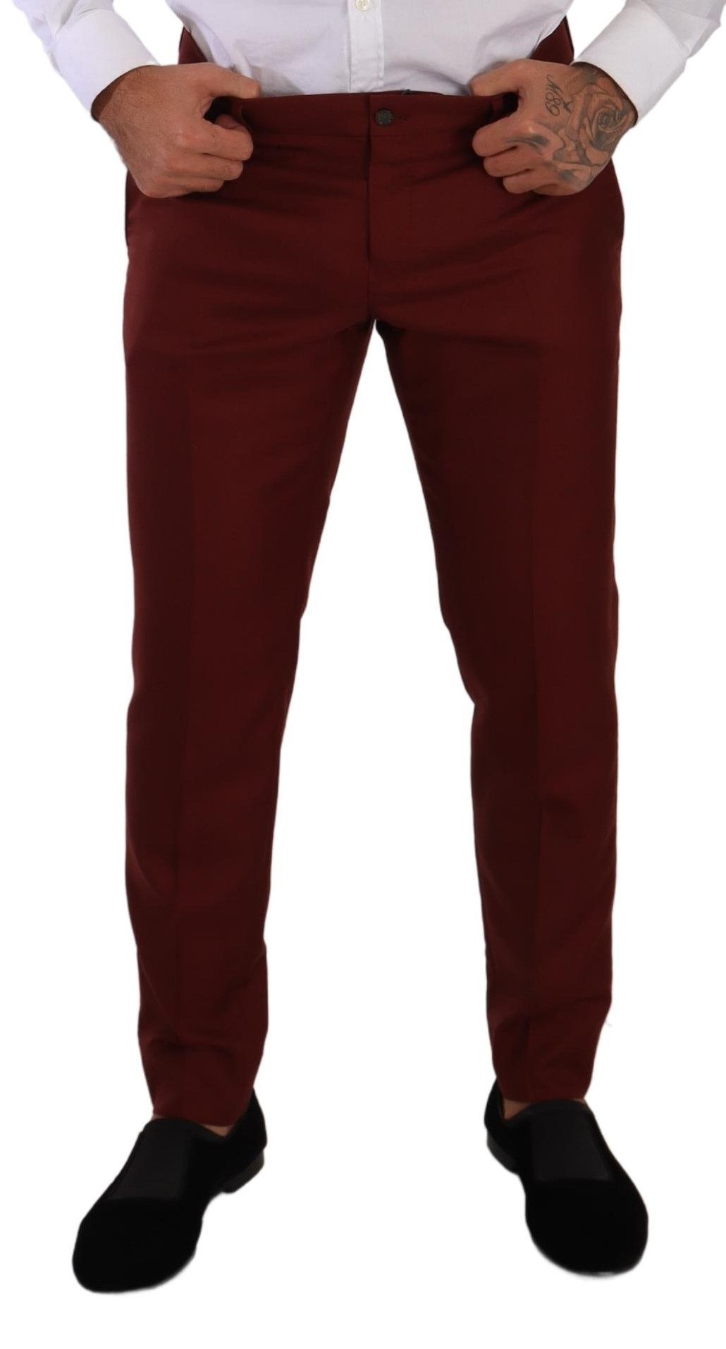 Red Cashmere Silk Dress Men Trouser Pants - ventzia