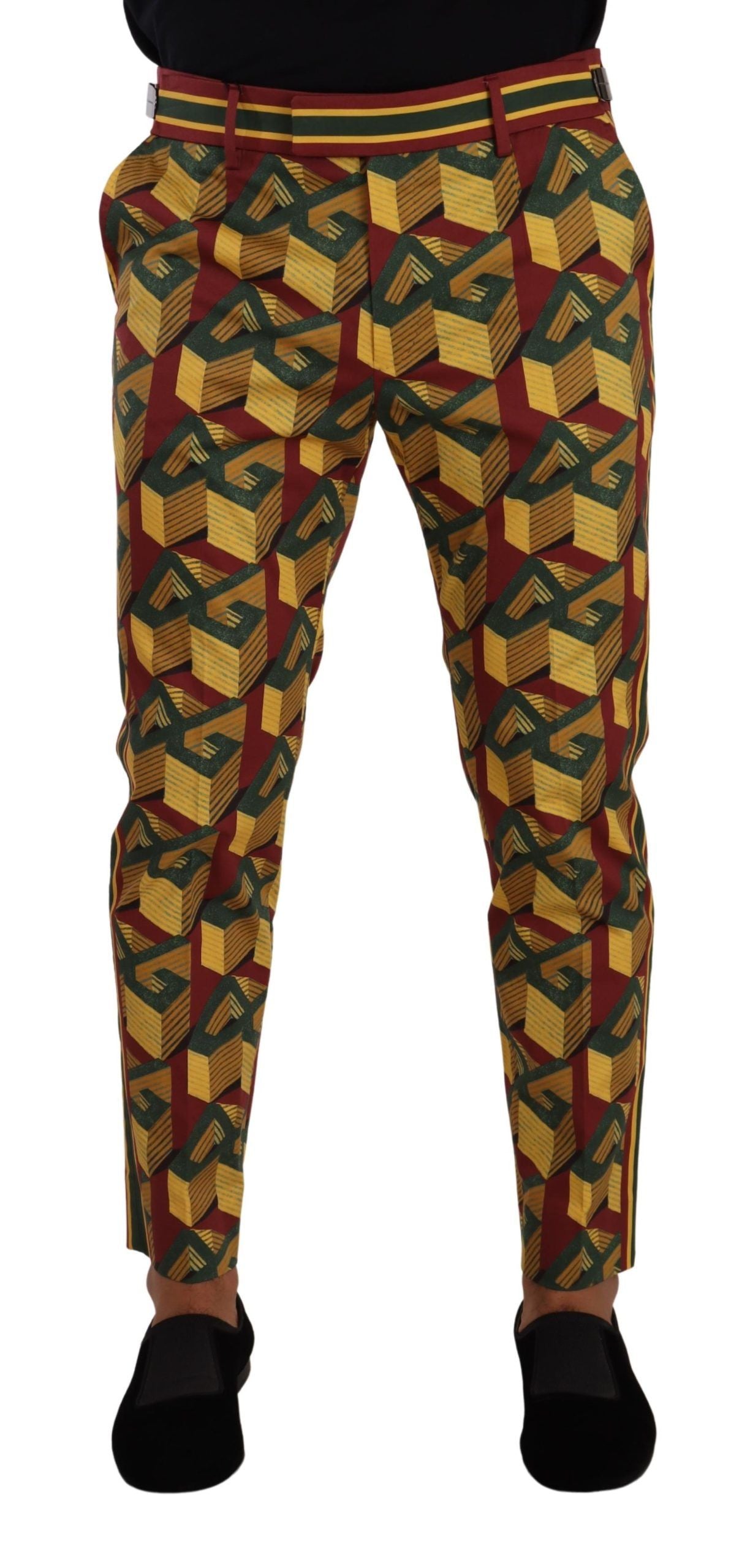 Multicolor Logo Mania Cotton Tapered Trouser Pants - ventzia