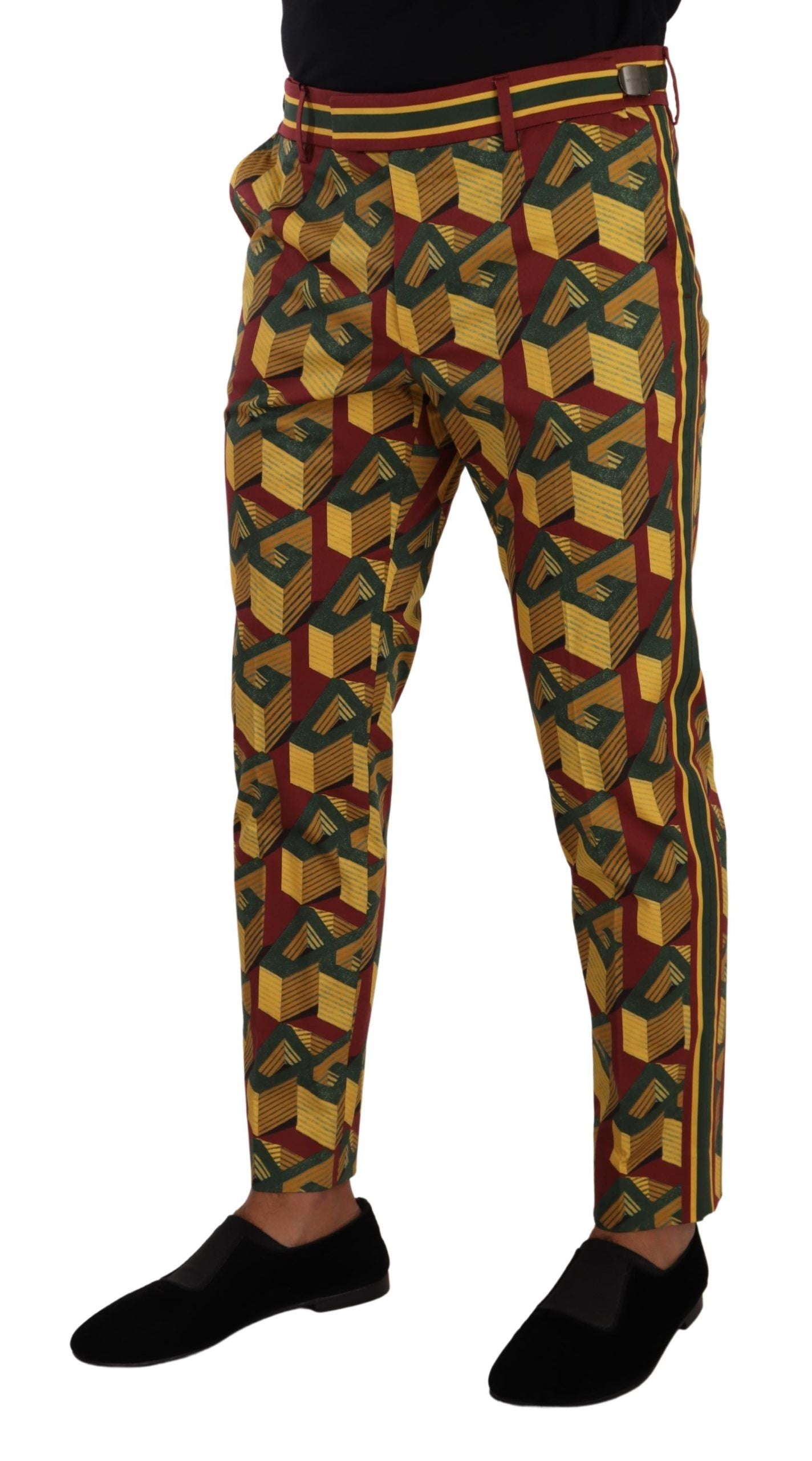 Multicolor Logo Mania Cotton Tapered Trouser Pants - ventzia