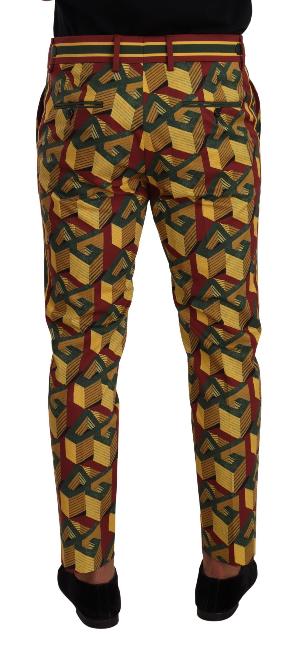 Multicolor Logo Mania Cotton Tapered Trouser Pants - ventzia