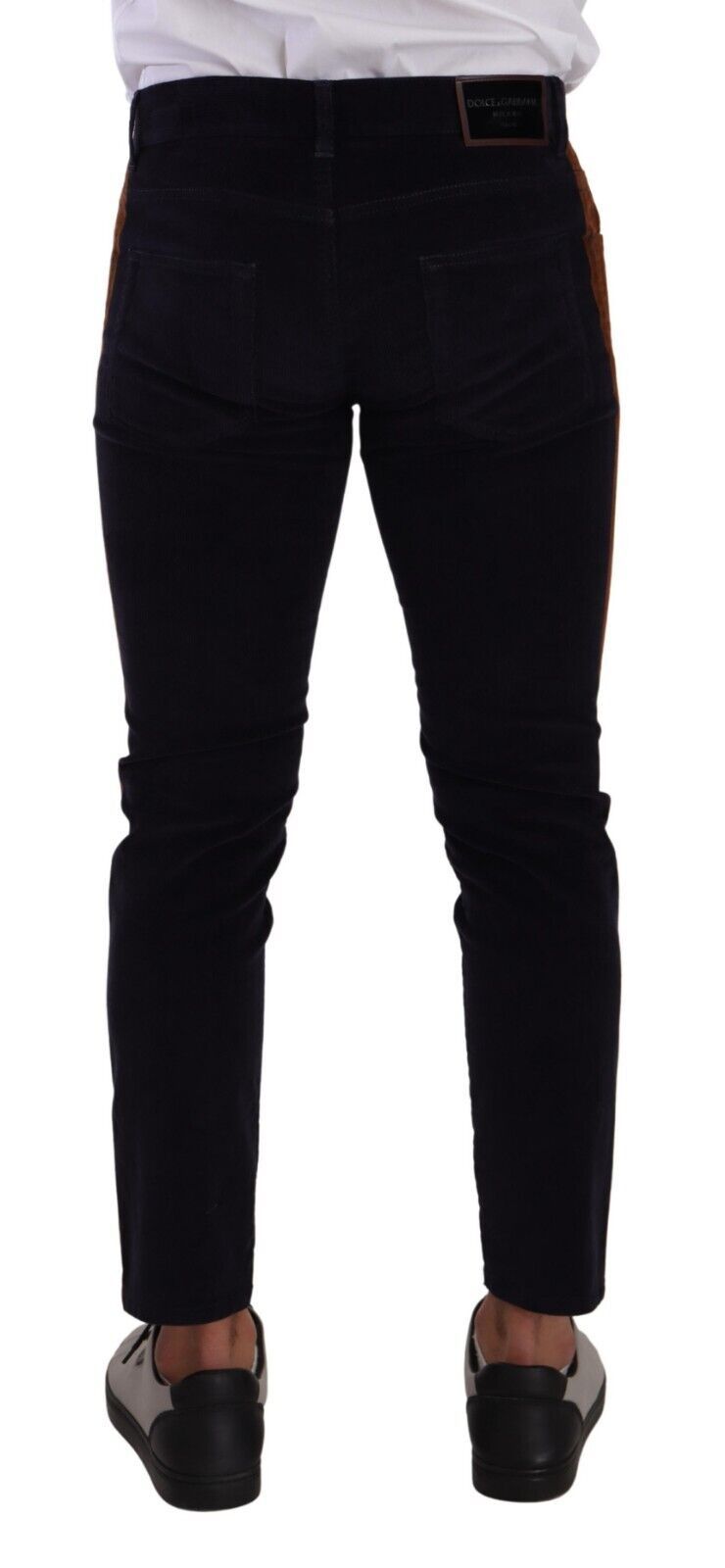 Blue Cotton Stretch Skinny Corduroy Jeans - ventzia