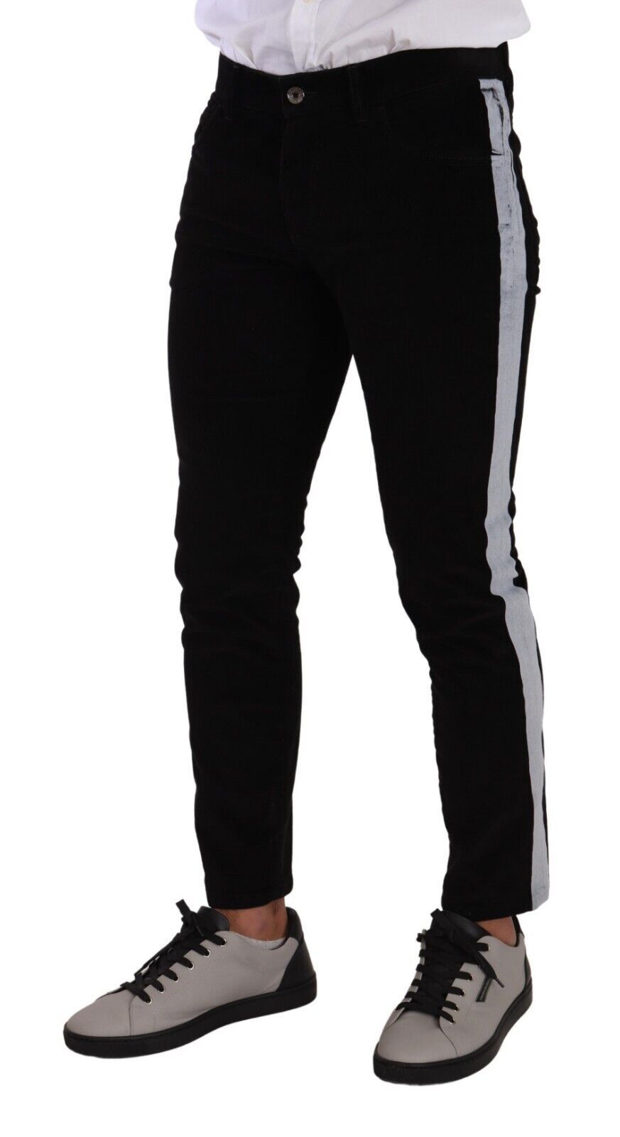 Black Cotton Stretch Skinny Corduroy Jeans - ventzia