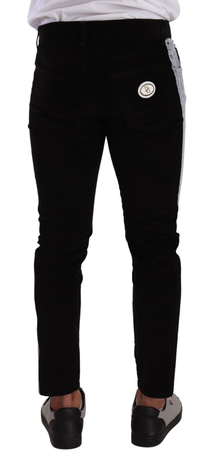 Black Cotton Stretch Skinny Corduroy Jeans - ventzia