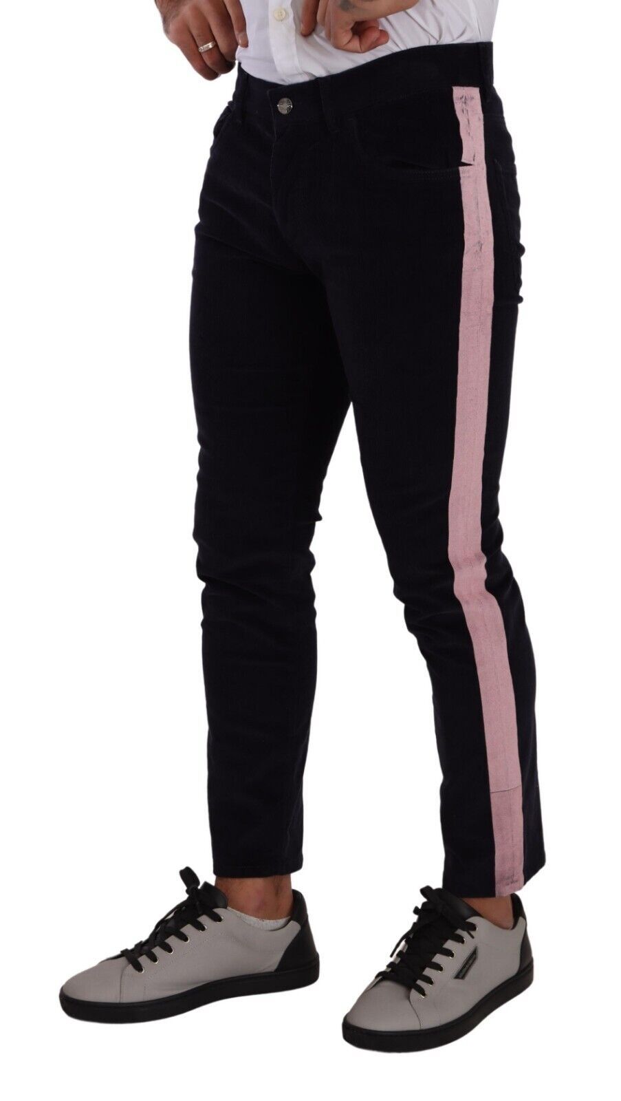 Blue Corduroy Cotton Stretch Skinny Jeans - ventzia