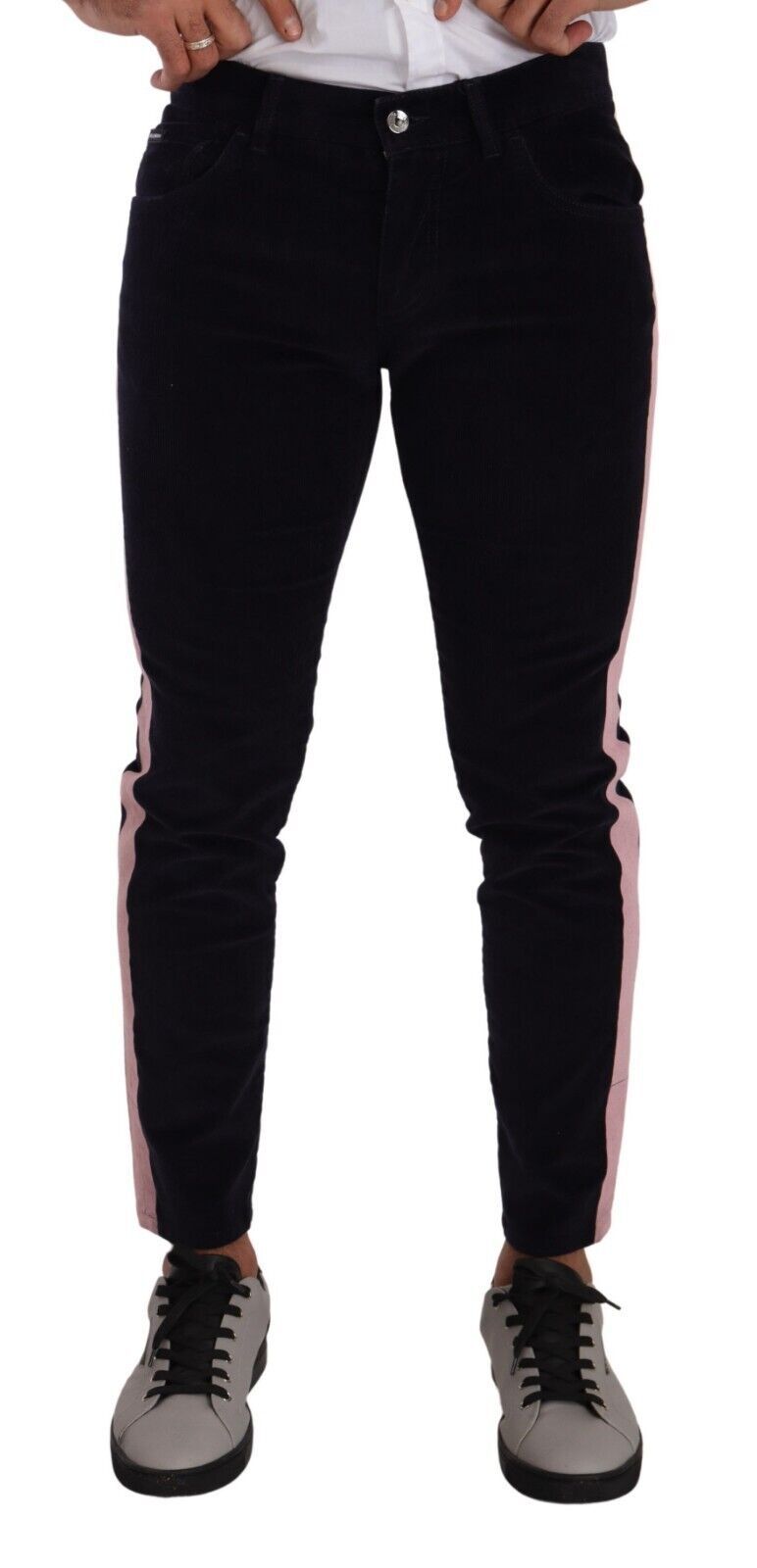 Blue Corduroy Cotton Stretch Skinny Jeans - ventzia