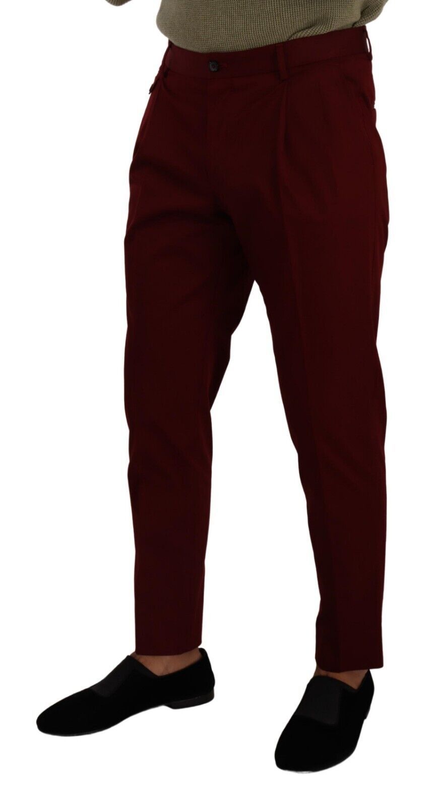 Dark Red Cotton Mens Chinos Trouser Dress Pants - ventzia