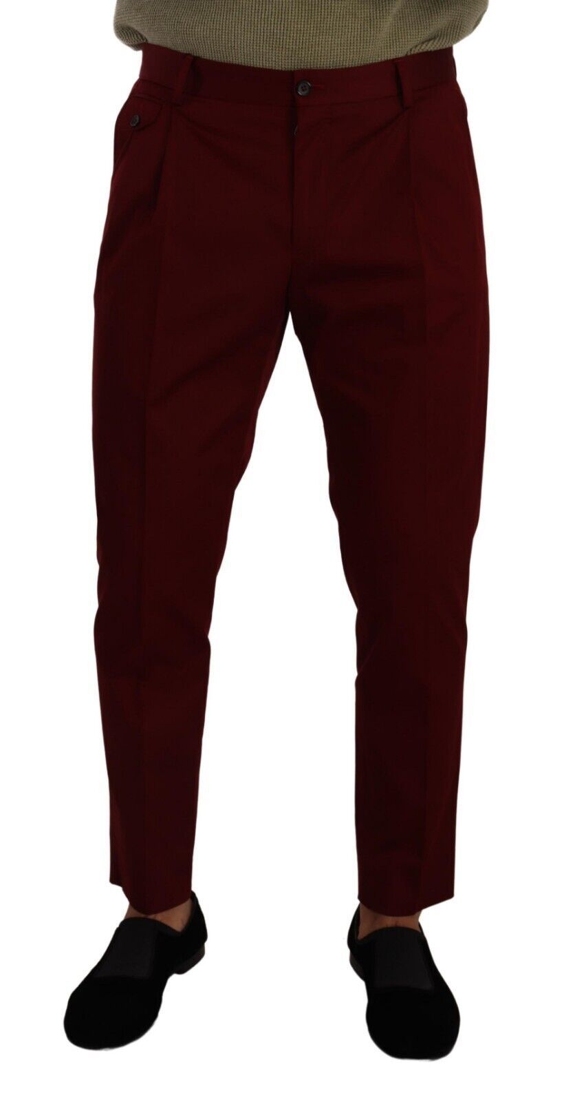 Dark Red Cotton Mens Chinos Trouser Dress Pants - ventzia