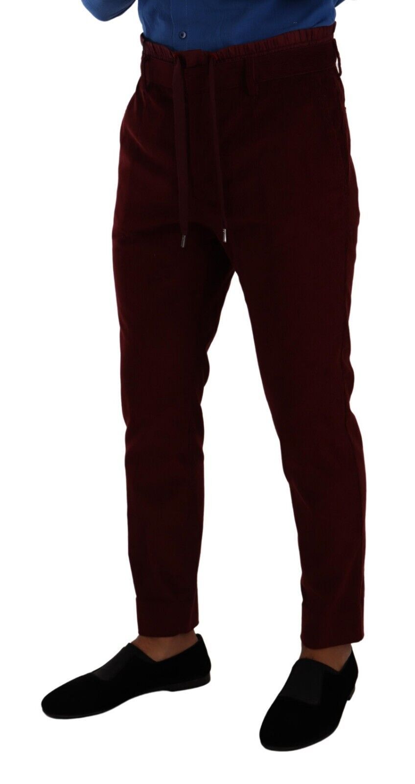 Bordeaux Velvet Mens Formal Trouser Dress Pants - ventzia