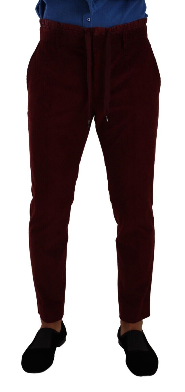 Bordeaux Velvet Mens Formal Trouser Dress Pants - ventzia
