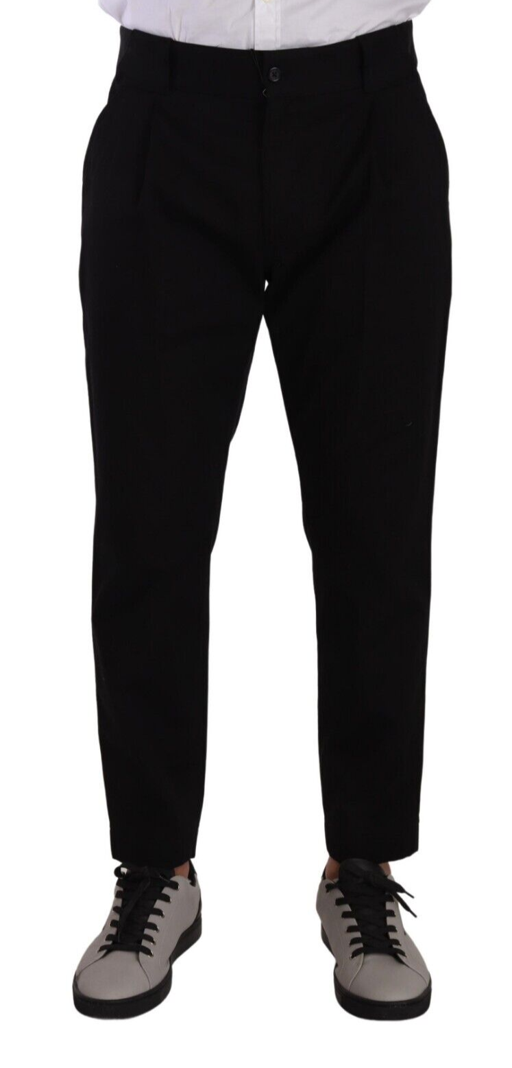 Black Cotton Stretch Chinos Trouser Jeans - ventzia