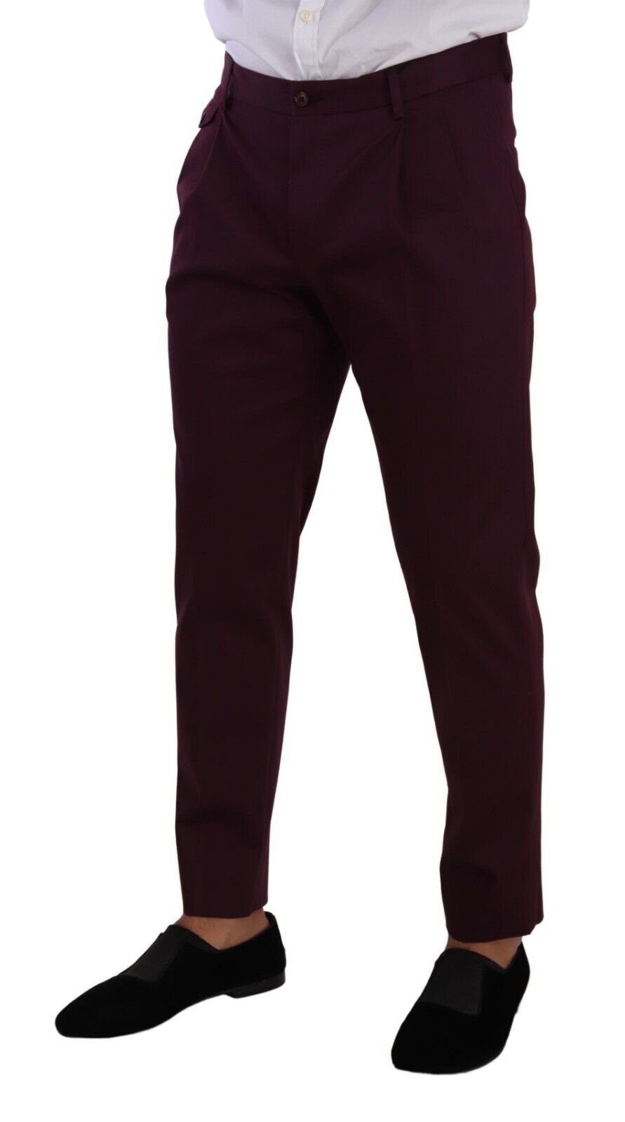 Purple Cotton Tapered Chinos Dress Pants - ventzia