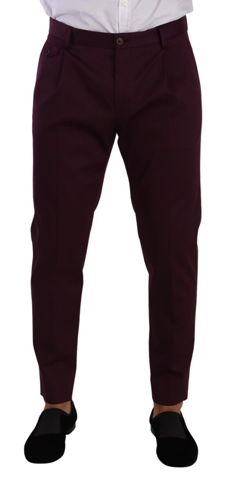 Purple Cotton Tapered Chinos Dress Pants - ventzia