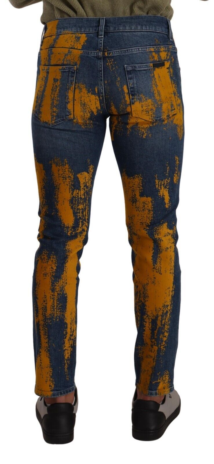 Blue Yellow Dye Cotton Skinny Men Denim Jeans - ventzia