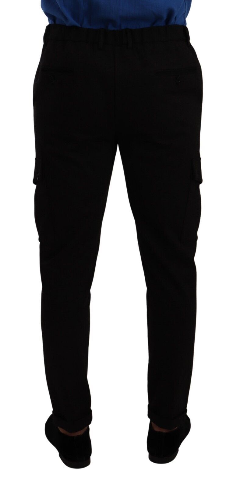 Black Viscose Skinny Cargo Trouser Pants - ventzia