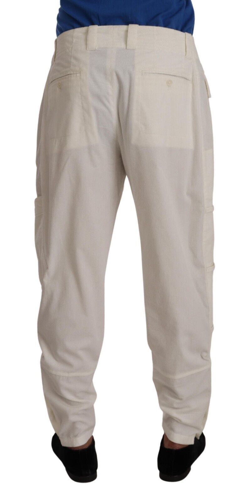 Off White Cotton Corduroy Cargo Pants - ventzia