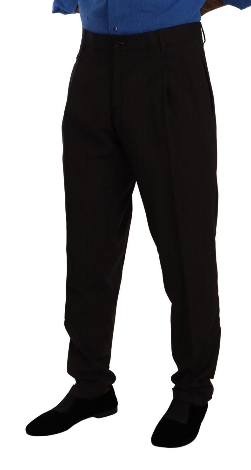 Brown Wool Skinny Formal Dress Pants - ventzia