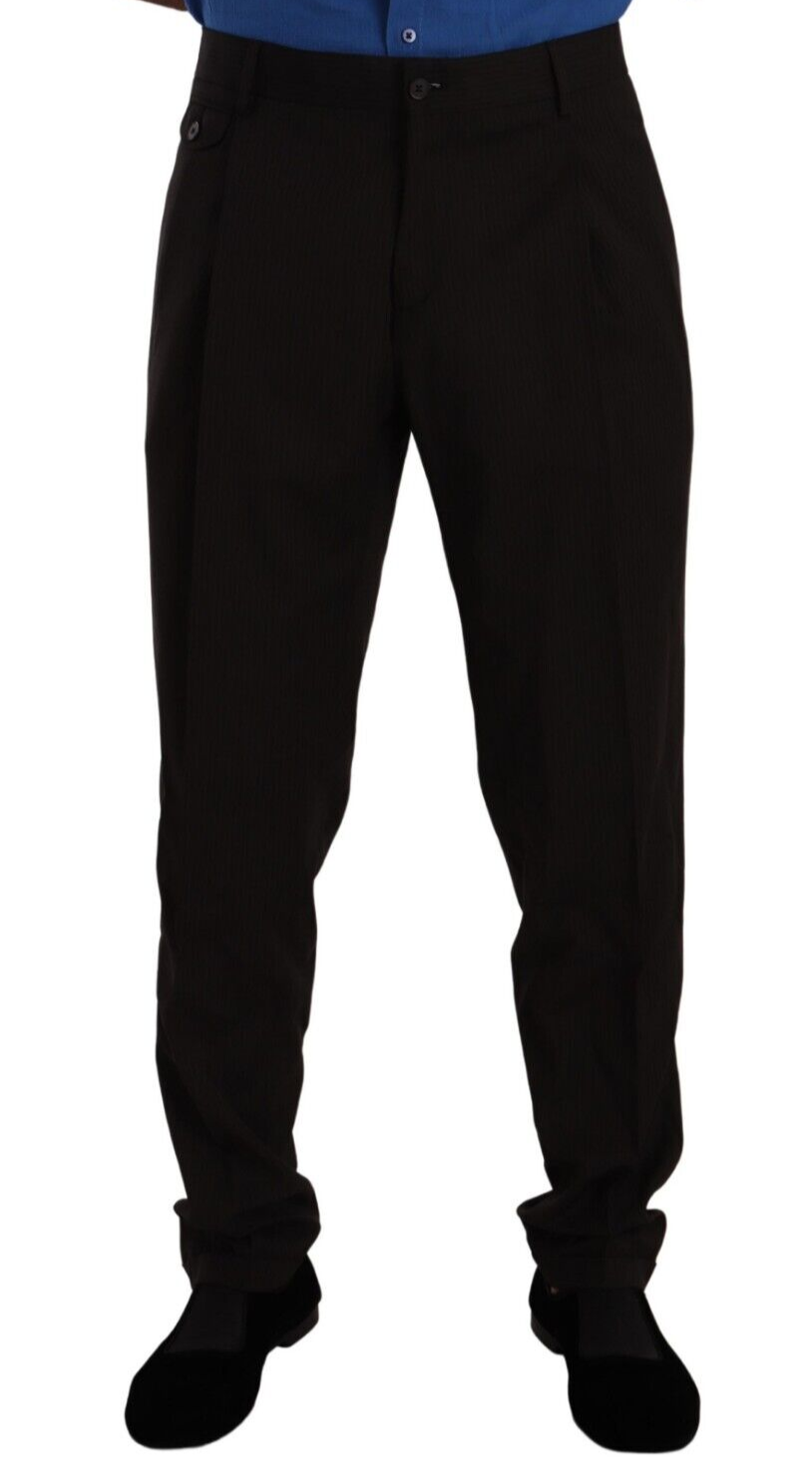 Brown Wool Skinny Formal Dress Pants - ventzia