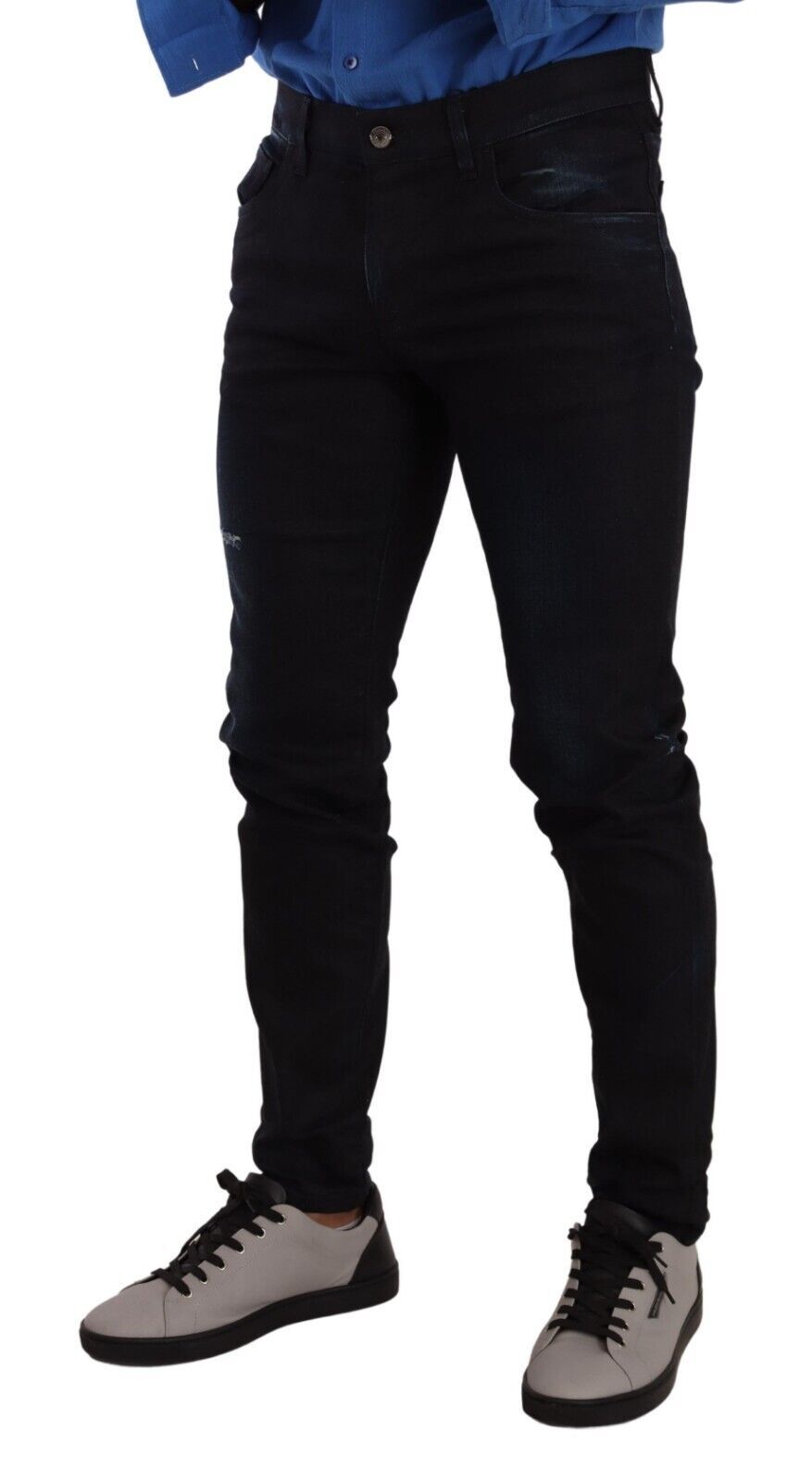 Blue Cotton Stretch Skinny Denim Trouser Jeans - ventzia