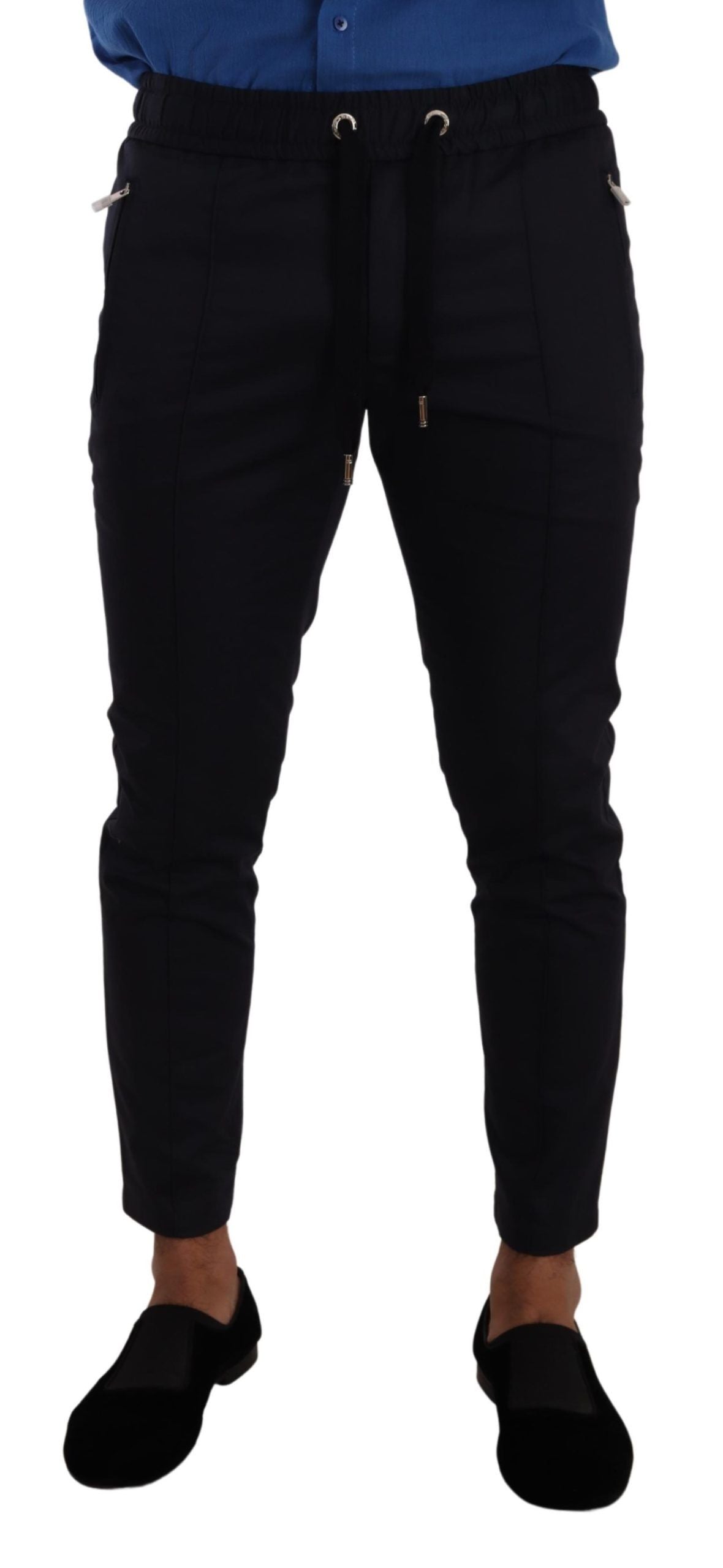 Blue Cotton Stretch Jogging Trouser Pants - ventzia