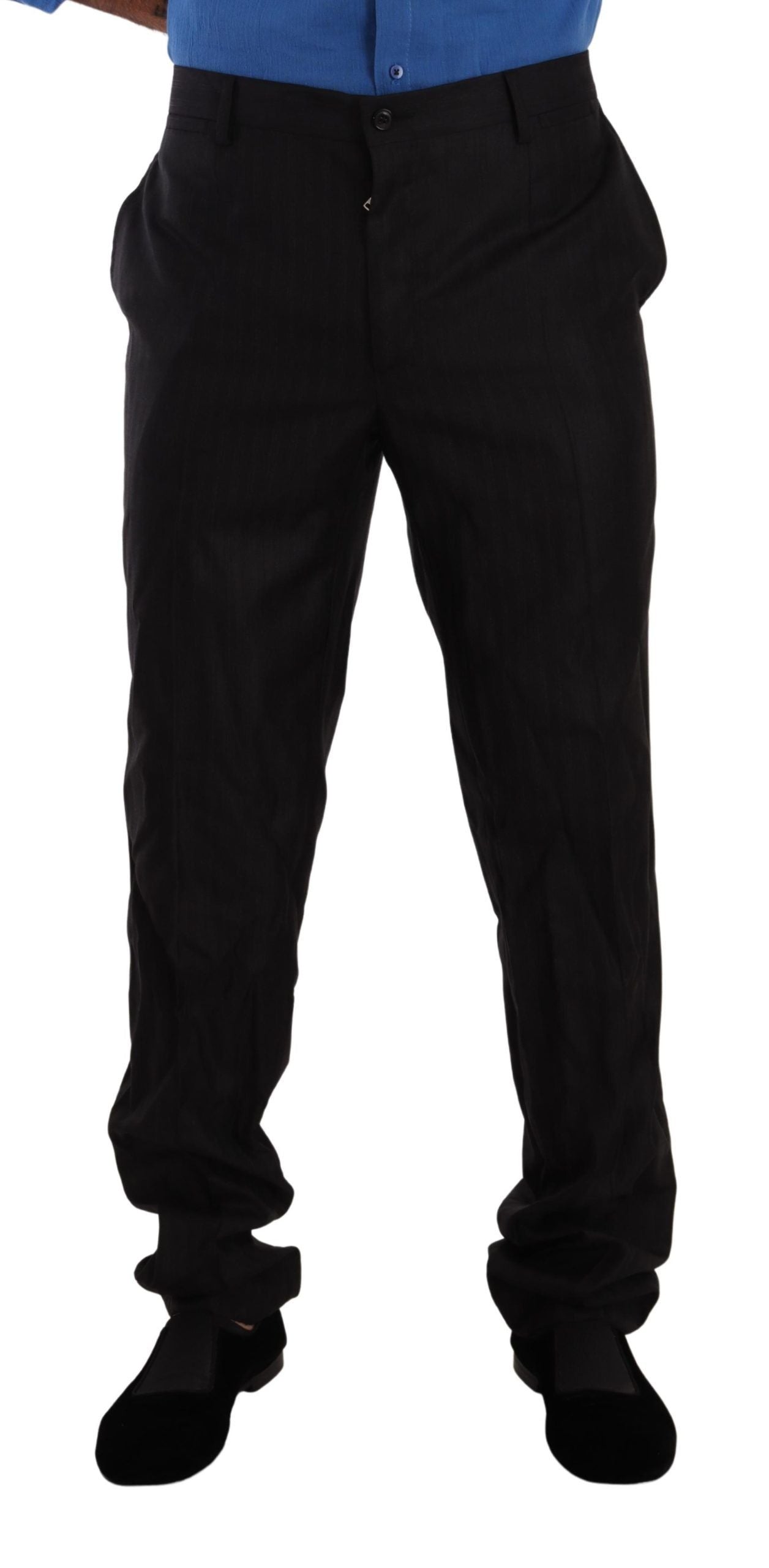 Gray Wool Silk Dress Trouser Dress Pants - ventzia