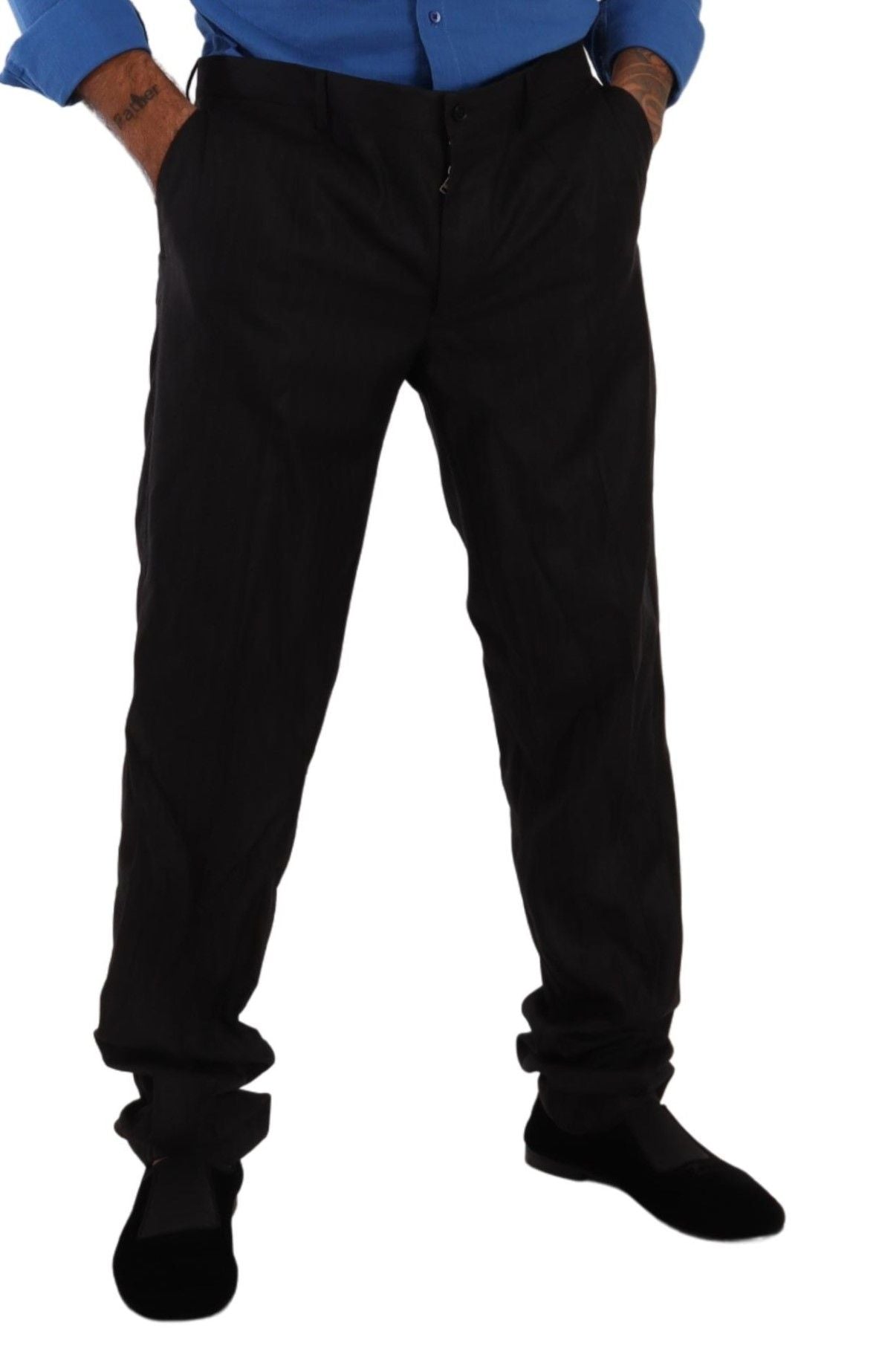 Gray Wool Silk Dress Trouser Dress Pants - ventzia