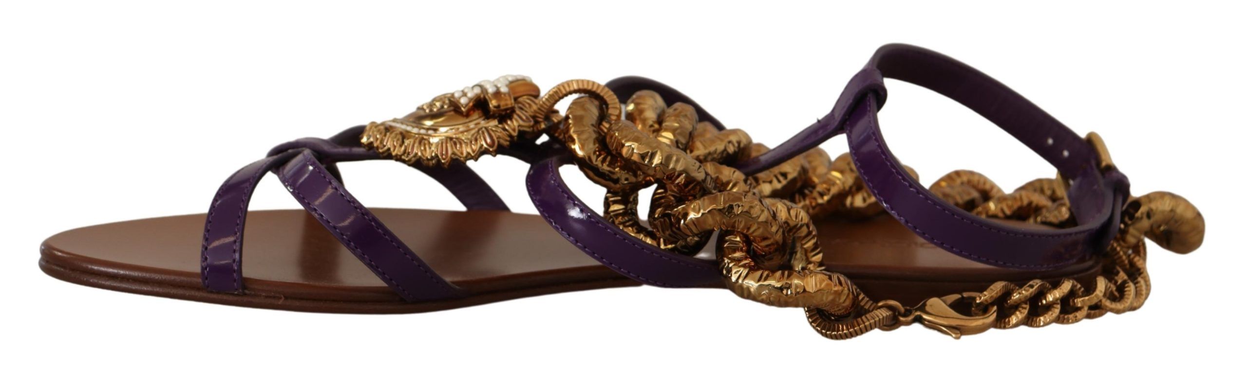 Purple Leather Devotion Flats Sandals Shoes - ventzia