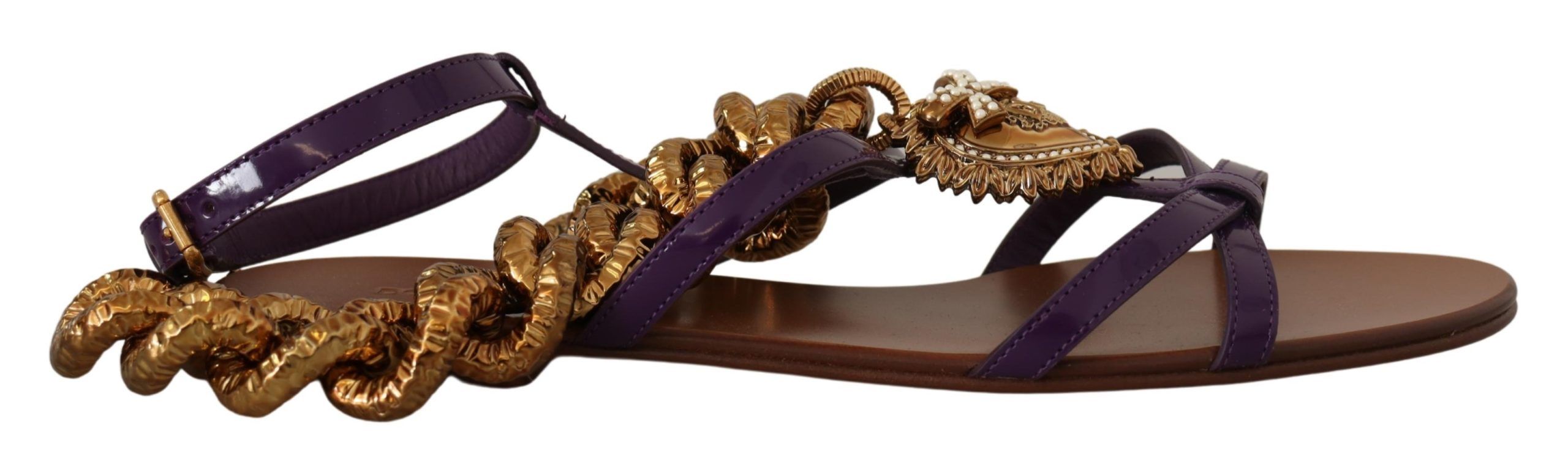 Purple Leather Devotion Flats Sandals Shoes - ventzia