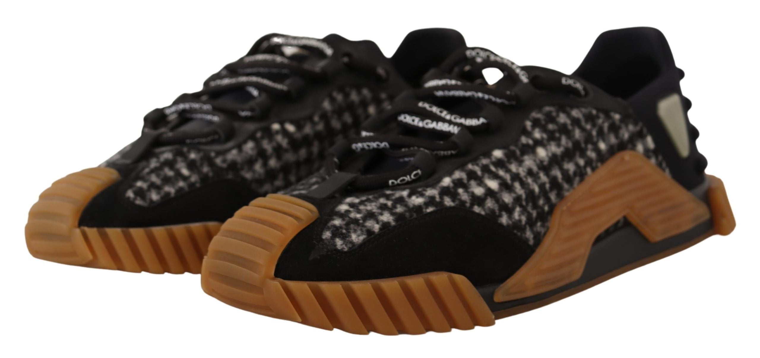 Black White Fabric Lace Up NS1 Sneakers - ventzia