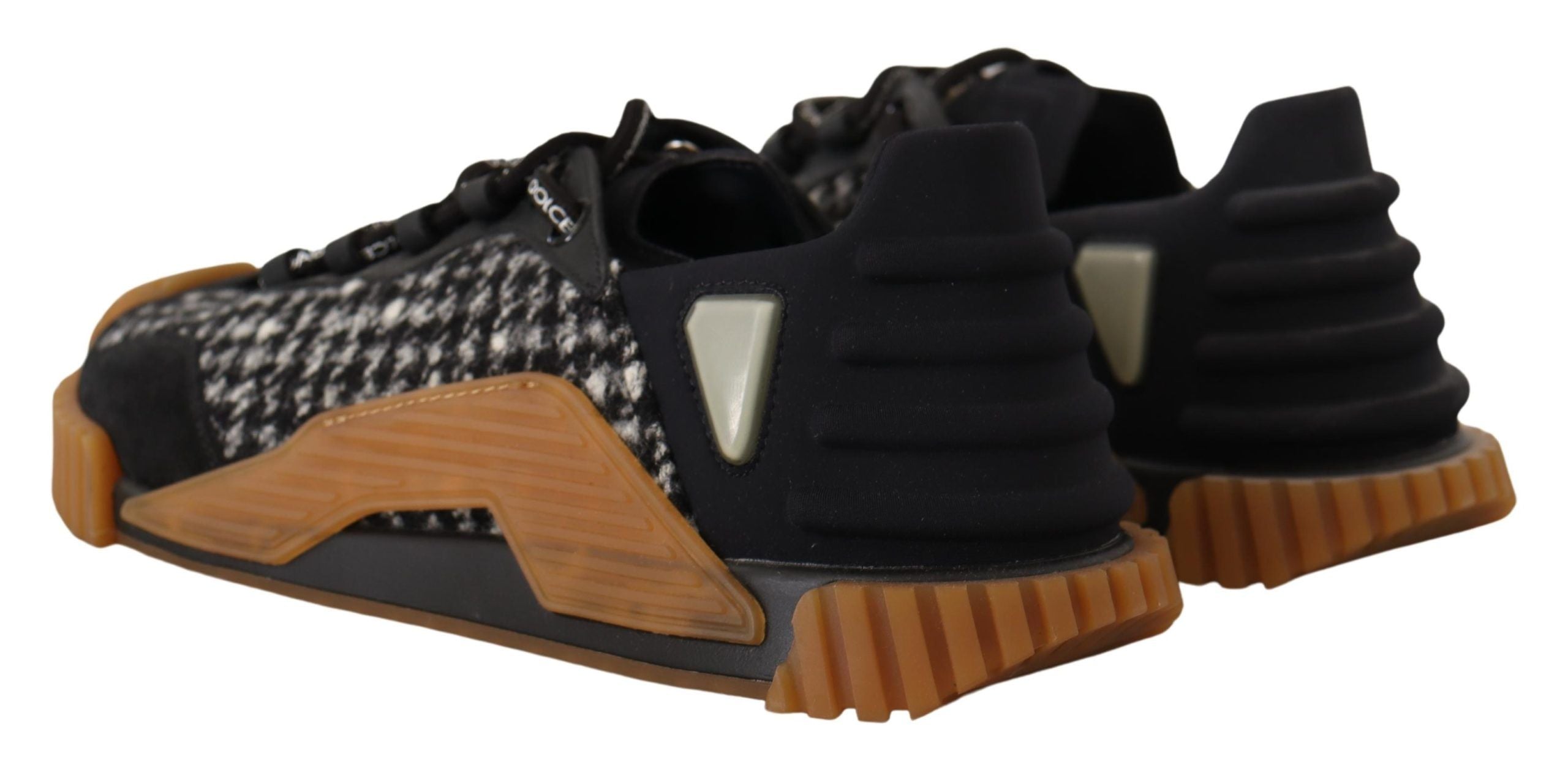 Black White Fabric Lace Up NS1 Sneakers - ventzia