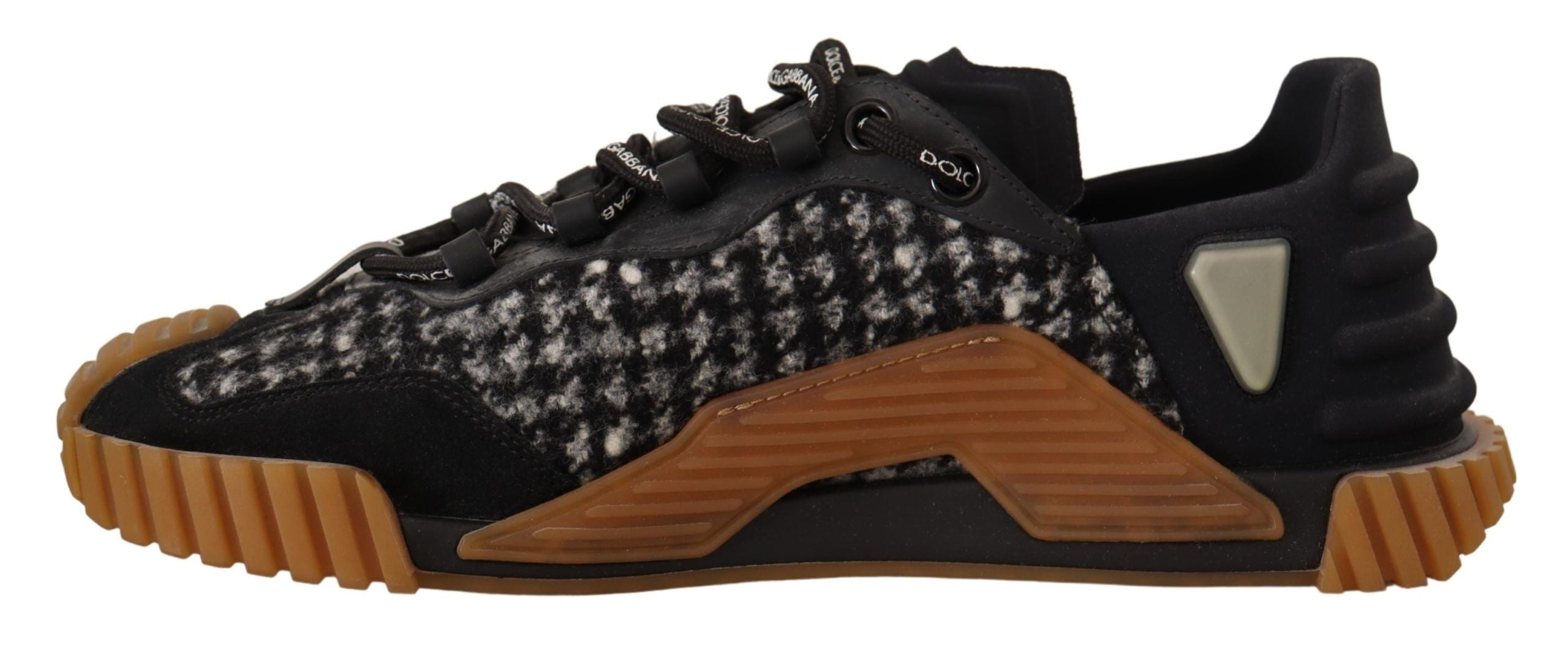 Black White Fabric Lace Up NS1 Sneakers - ventzia