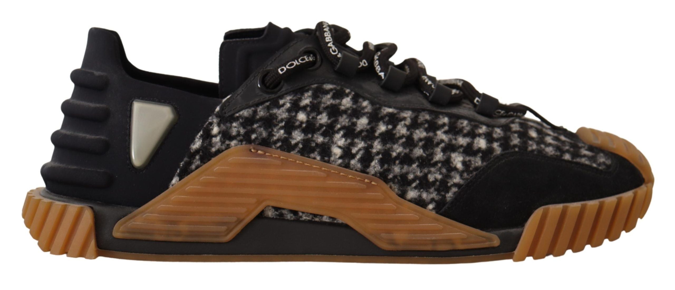 Black White Fabric Lace Up NS1 Sneakers - ventzia