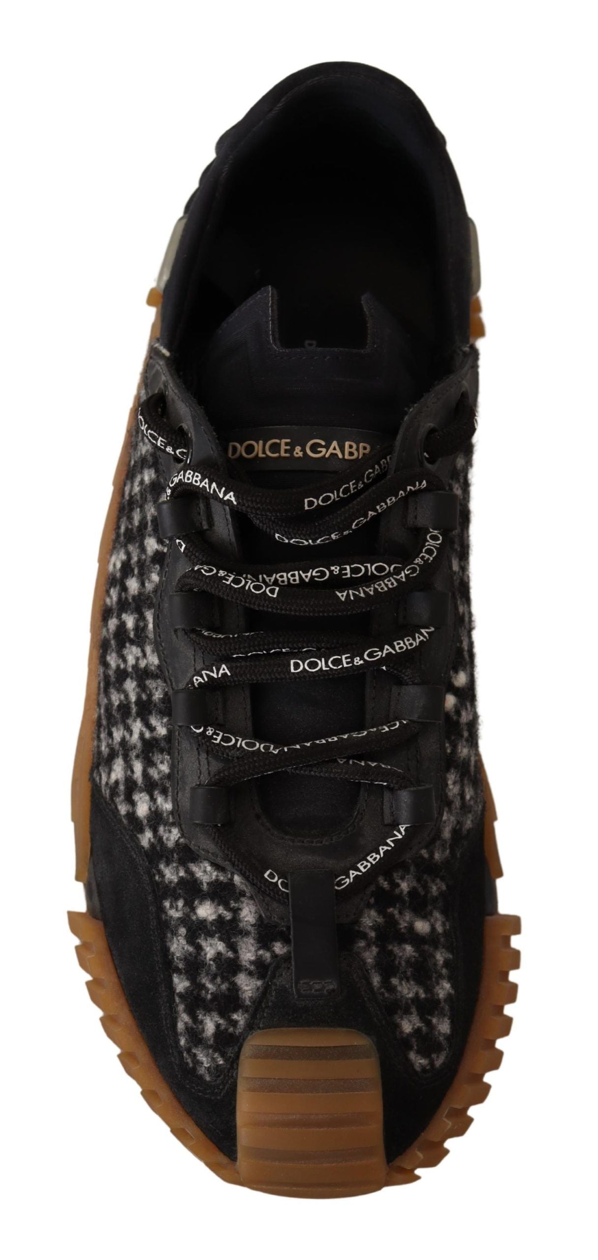 Black White Fabric Lace Up NS1 Sneakers - ventzia