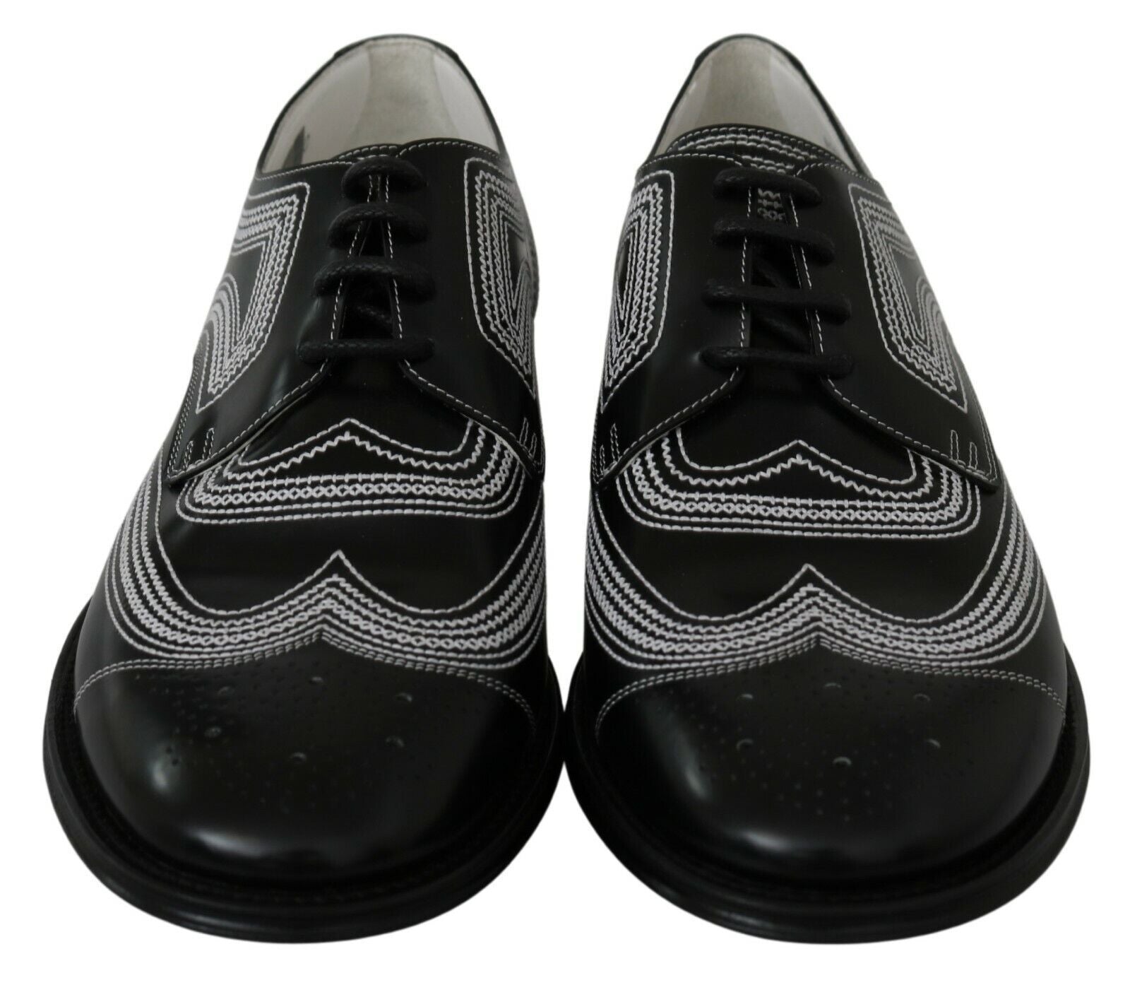 Black Leather Derby Formal White Lace Shoes - ventzia