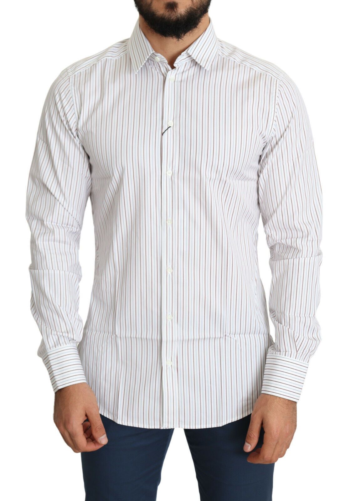 White Striped Formal MARTINI Shirt - ventzia