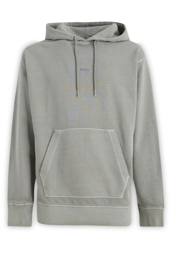 Elegant Grey Cotton Hooded Sweatshirt - ventzia