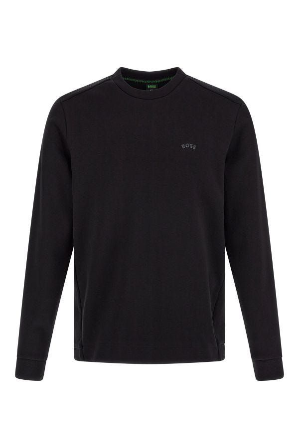 Elegant Black Cotton Round Neck Sweatshirt - ventzia