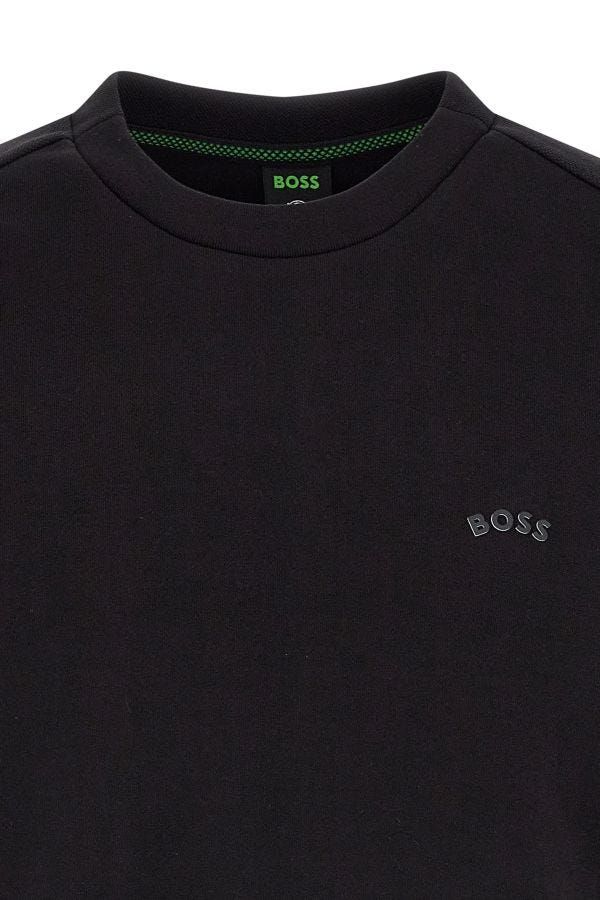 Elegant Black Cotton Round Neck Sweatshirt - ventzia