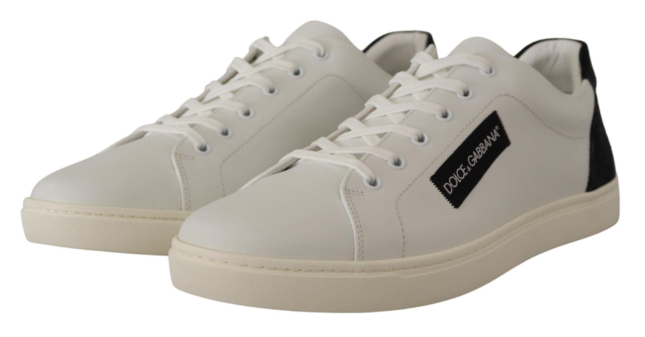 White Black Leather Low Shoes Sneakers - ventzia